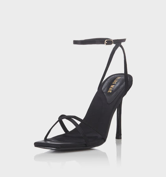 MIA STRAPPY SATIN HEEL - ALIAS MAE - 36, 37, 38, 39, 40, 41, Alias Mae, BLACK, on sale, satin heel, TAN, womens footwear - Stomp Shoes Darwin
