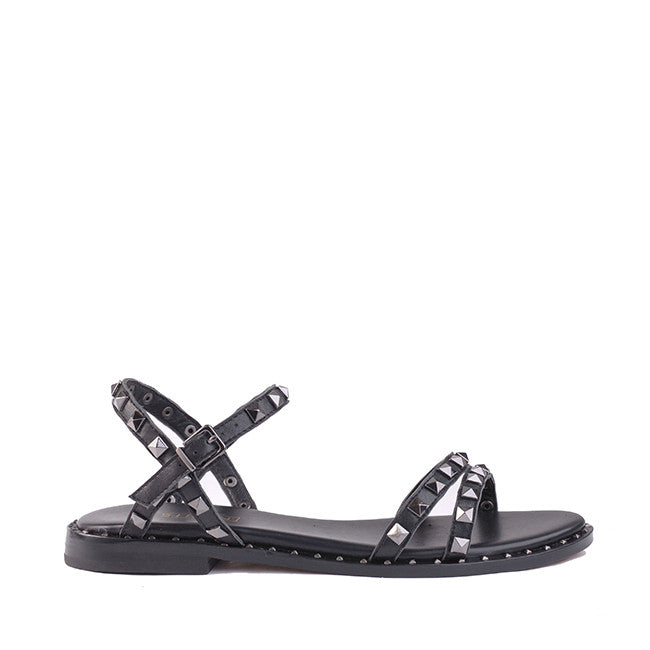BINGO studded flat - SIREN - 36, 37, 38, 40, 41, BLACK, FLAT, flats on sale, on sale, sandals on sale, TAN, womens footwear - Stomp Shoes Darwin
