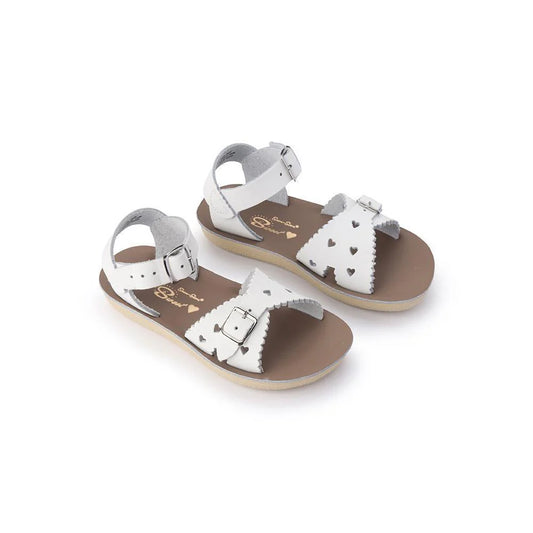 SWEETHEART WHITE LEATHER SANDAL - SALT WATER - kids footwear, kids shoes - Stomp Shoes Darwin