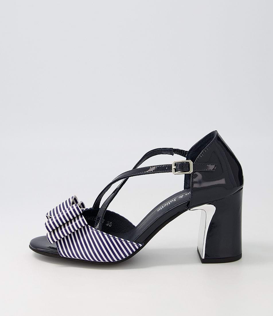 KAAMIE BLOCK HEEL - DJANGO AND JULIETTE - 36, 37, 38, 39, 40, 41, BF, block heel, navy stripe, womens footwear - Stomp Shoes Darwin