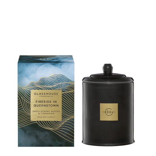 FIRESIDE IN  QUEENSTOWN CANDLE 380G - GLASSHOUSE - candle diffusers, candles, on sale - Stomp Shoes Darwin
