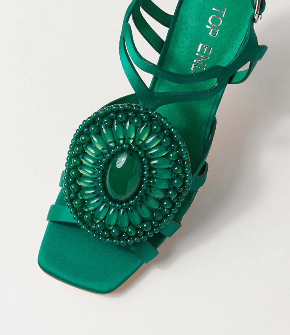 LARRETT BEADED HEEL - TOP END - 36, 37, 38, 39, 40, 41, BF, emerald, natural, womens footwear - Stomp Shoes Darwin