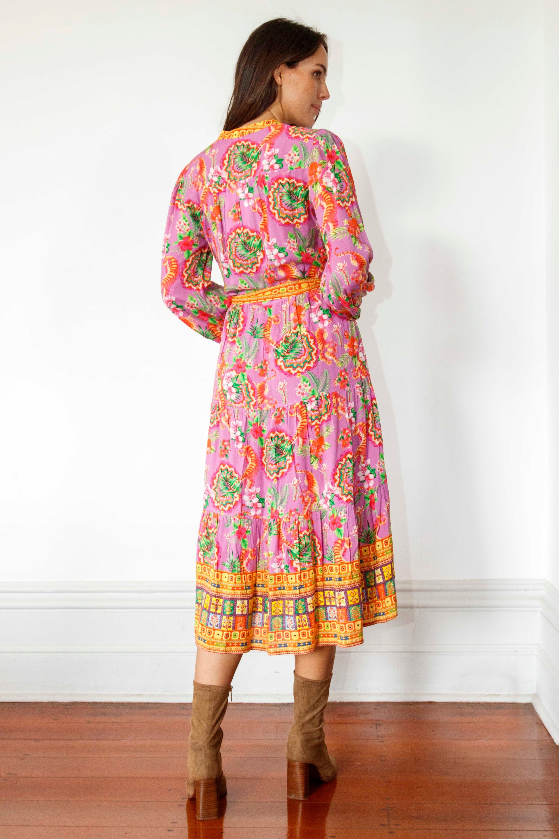 BENGAL TIERED MIDI DRESS - LULA SOUL - BF, clothing, clothing on sale, on sale - Stomp Shoes Darwin