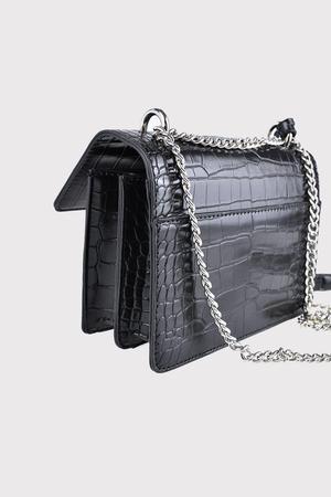 LISSY black croc/silver shoulder bag - PETA AND JAIN - handbags - Stomp Shoes Darwin
