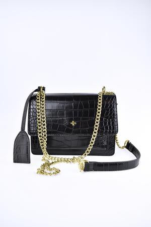 LISSY black croc/gold bag - PETA AND JAIN - handbags - Stomp Shoes Darwin