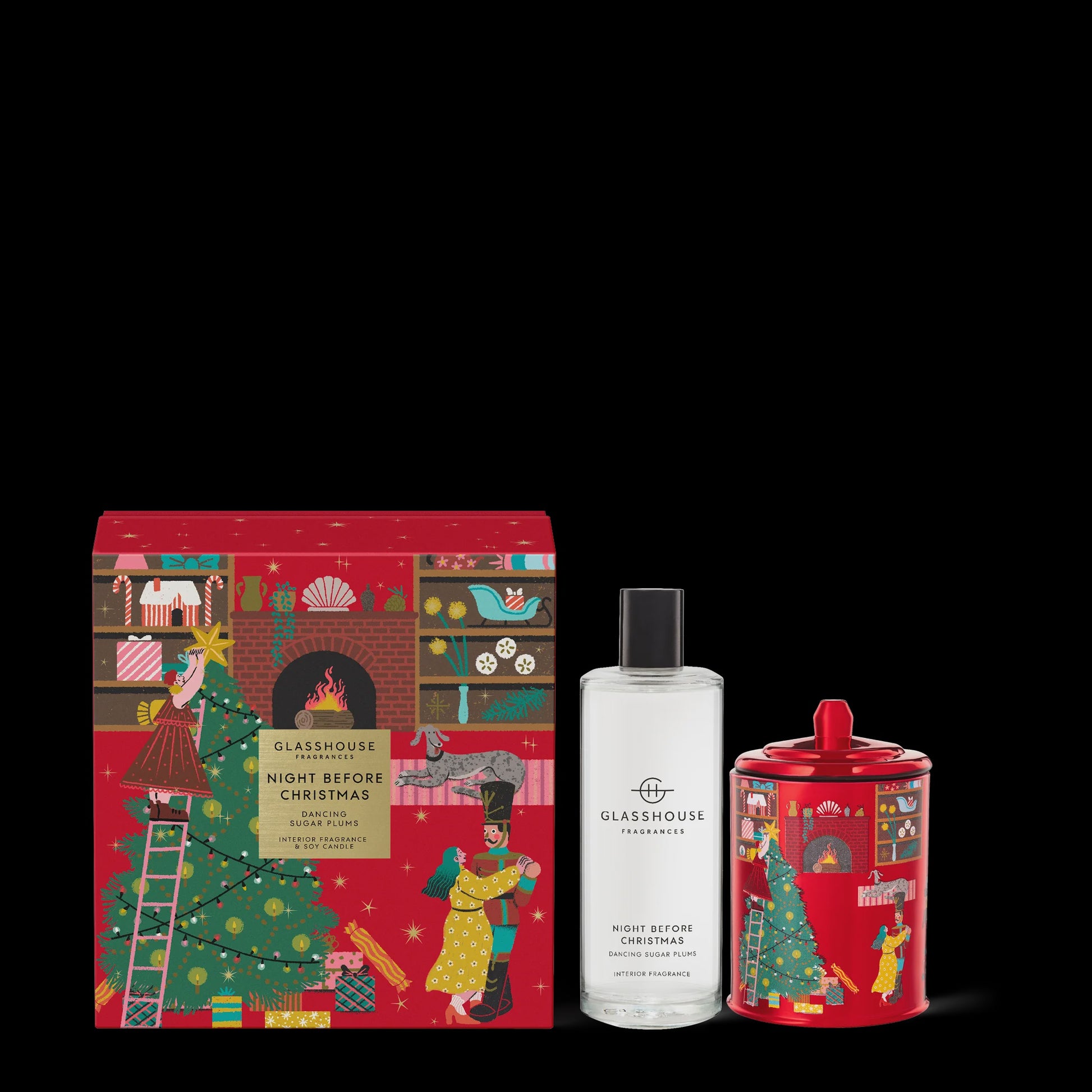 NIGHT BEFORE CHRISTMAS INTERIOR FRAGRANCE GIFT SET - GLASSHOUSE - candle diffusers, candles, on sale - Stomp Shoes Darwin