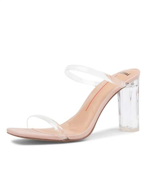 MARLO CLEAR BLOCK HEEL - MOLLINI - 10, 11, 5, 6, 7, 8, 9, block heel, Nude, on sale, SILVER, womens footwear - Stomp Shoes Darwin