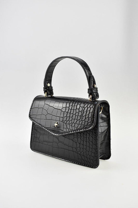ANNA black croc bag - PETA AND JAIN - handbags, PETA & jAIN - Stomp Shoes Darwin