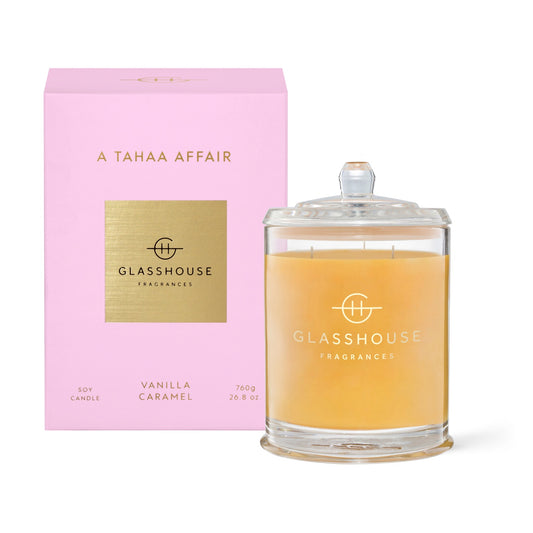 TAHAA 760g CANDLE - GLASSHOUSE - candles, GLASSHOUSE, tahaa - Stomp Shoes Darwin
