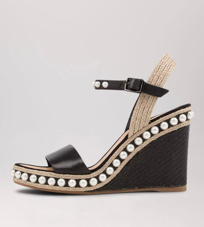 TOP END EMMELA PEARL STUD WEDGE - TOP END - 36, 37, 38, 39, 40, 41, 42, BF, BLACK, GOLD, SILVER, TO13069, TO13069BLAHG, TO13069SILHG, wedge, womens footwear - Stomp Shoes Darwin