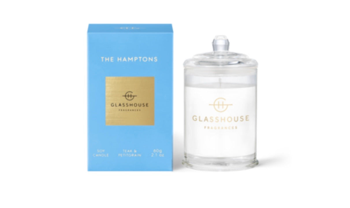The Hamptons MINI CANDLE 60g - GLASSHOUSE - candles, GLASSHOUSE, MINI CANDLE, the hamptons - Stomp Shoes Darwin