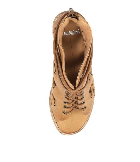 JAYMAN BOOT - MOLLINI - block heel, boot, LACE UP, MOLLINI, TAN - Stomp Shoes Darwin