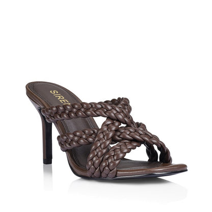 SIREN LEISEL STRAPPY MULES - SIREN - 36, 37, 38, 39, 40, 41, BROWN, mule heel, WHITE, womens footwear - Stomp Shoes Darwin