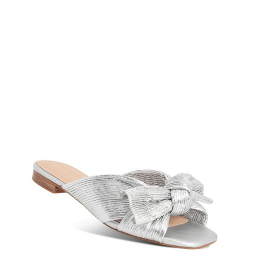 MINNIE FLAT SLIDE - NUDE FOOTWEAR - 36, 37, 38, 39, 40, 41, BF, GOLD, heel with bow, Heels With Bow, SILVER, Slides, womens footwear - Stomp Shoes Darwin
